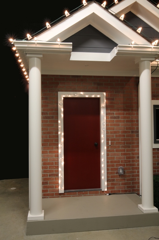 Front Door Outlined in Mini Lights